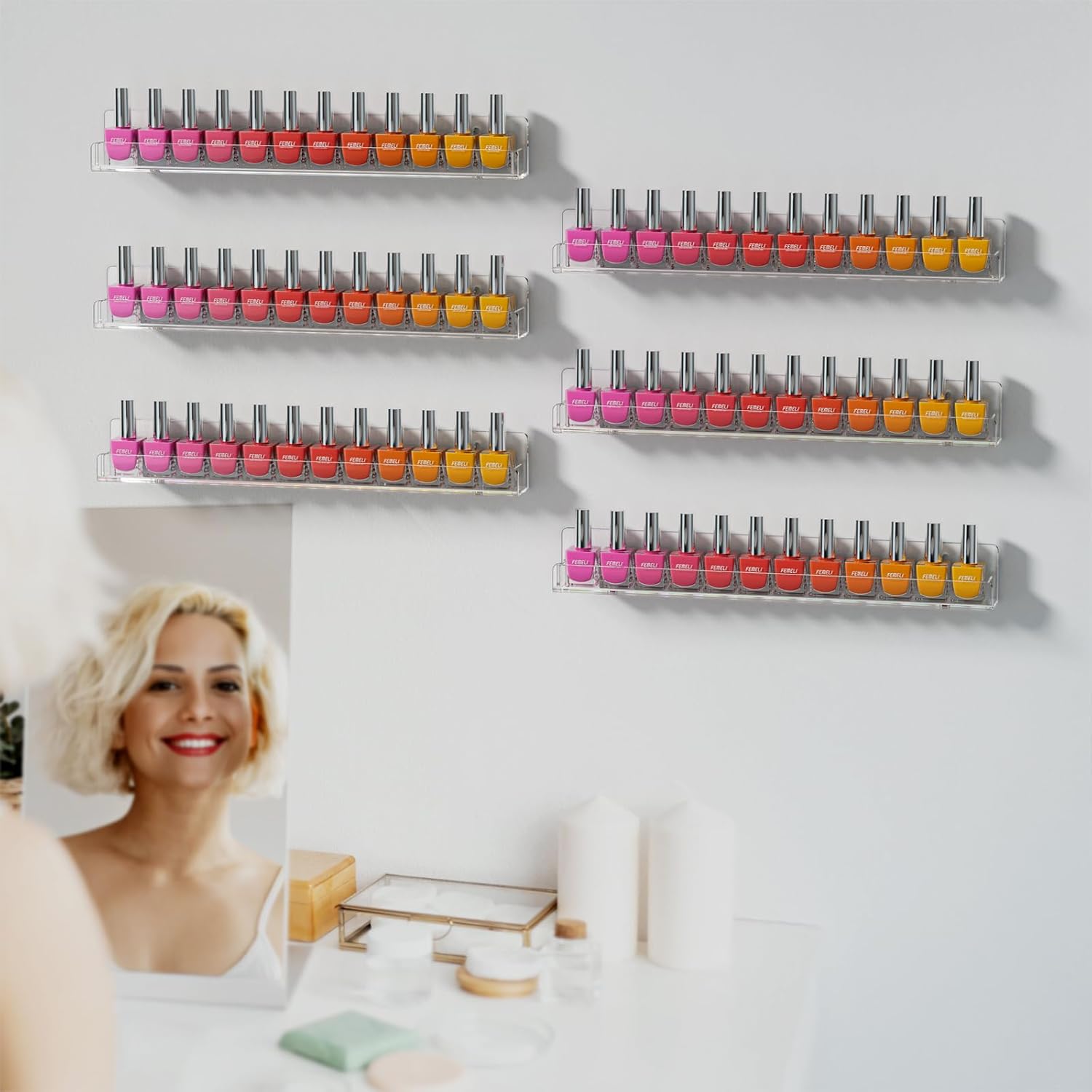 Thumbnail 6 de FEMELI Nail Polish Wall Rack 15 Inch 💅