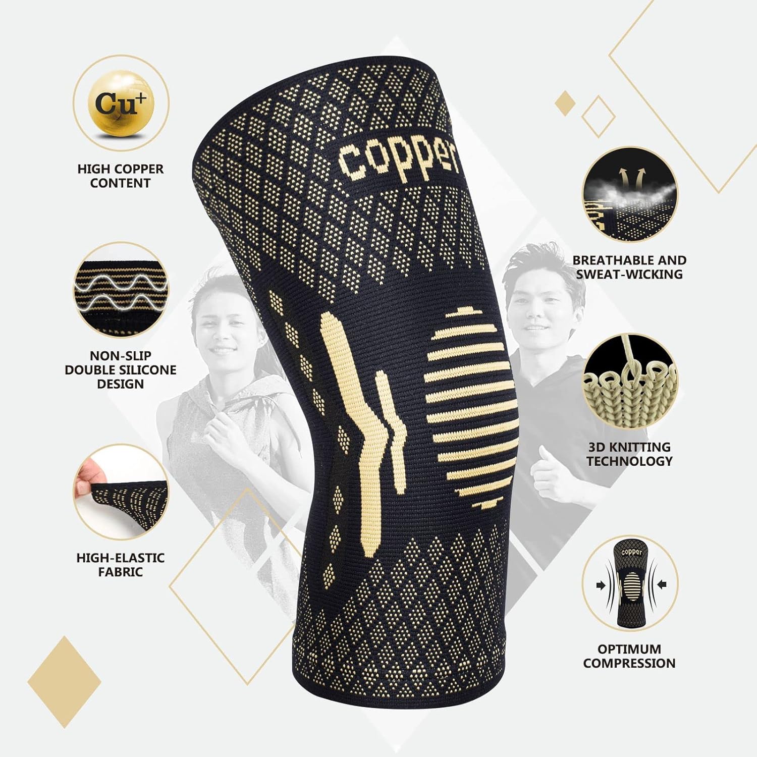 Thumbnail 3 de Lusenone Copper Knee Support 2-pack knee sleeve 🏥