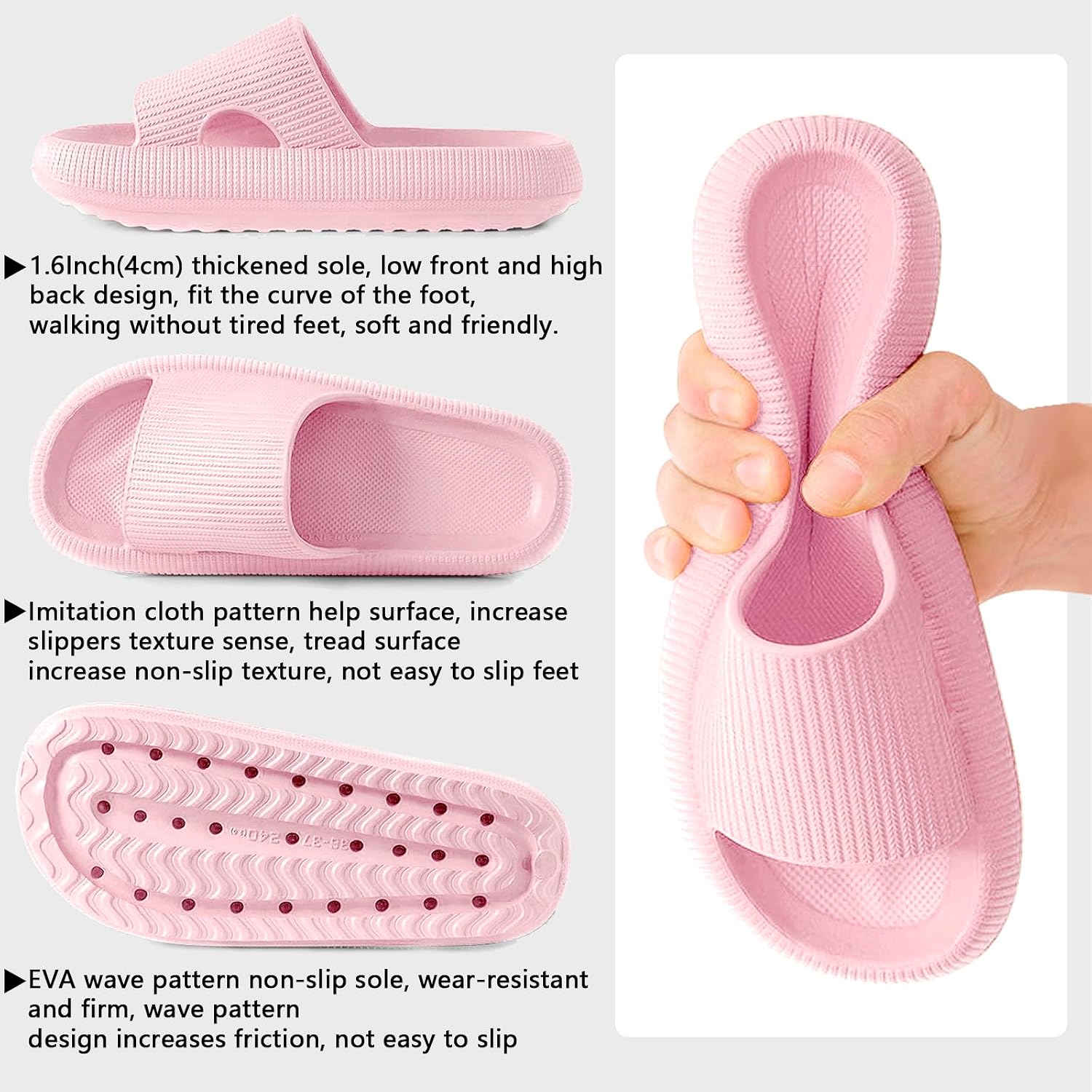 Detalle de HEOAARG Cloud-Slides Badeschuhe mit rutschfester Sohle (Original Badelatschen, für Damen & Herren)