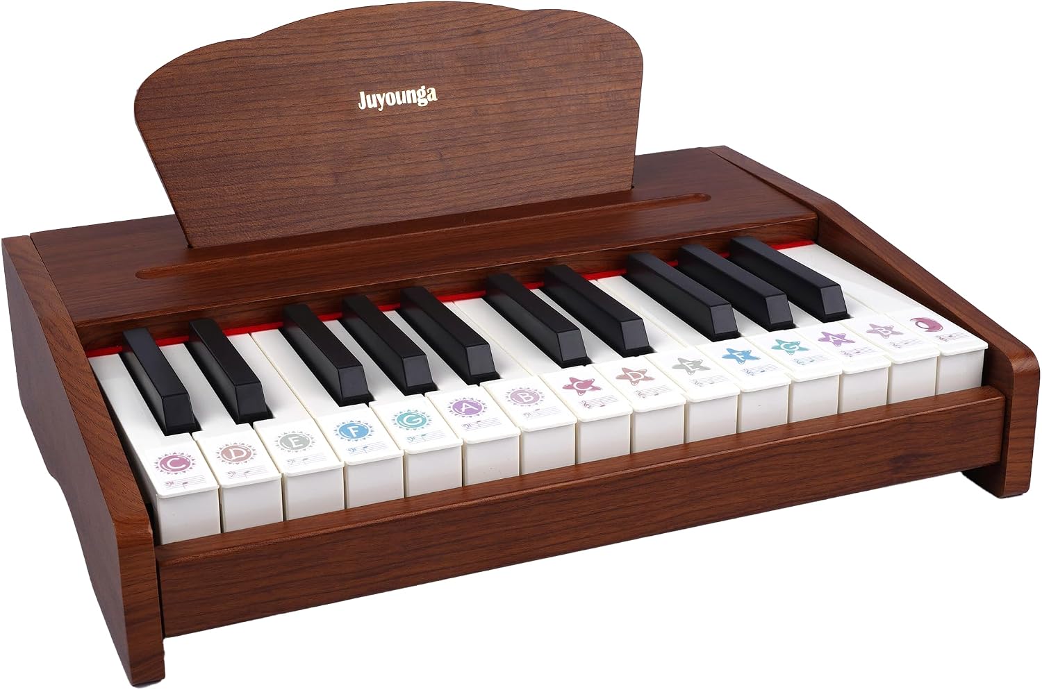 Thumbnail 6 de Kids Piano Keyboard Toys – 25-key digital wooden piano with songbook, sticker set and English lyrics (Pink)