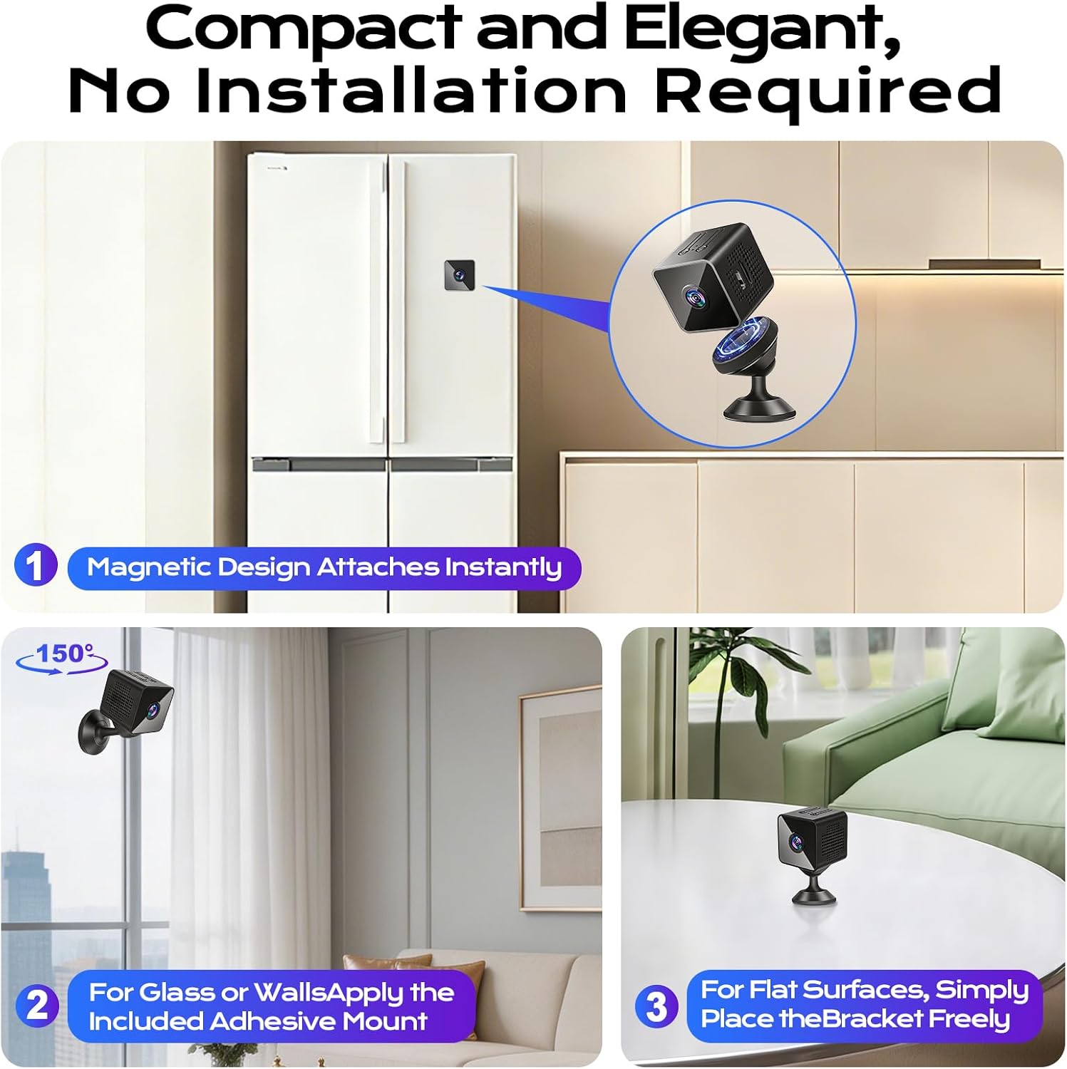 Thumbnail 6 de UTOPYANG Mini Spy Hidden Camera with 1080P: 150° Wide View, AI Motion Detection & 24/7 Night Vision