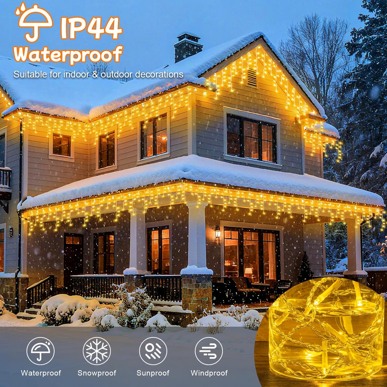 Detalle de Gcstnn 20M icicle lights Warm White 🎄