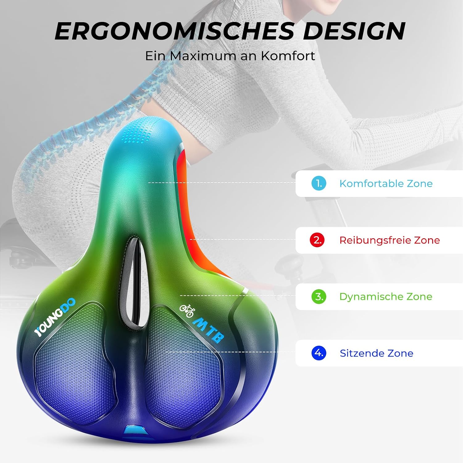 Detalle 2 de YOUNGDO Gel-Fahrradsattel – ergonomisch, komfortabel und atmungsaktiv