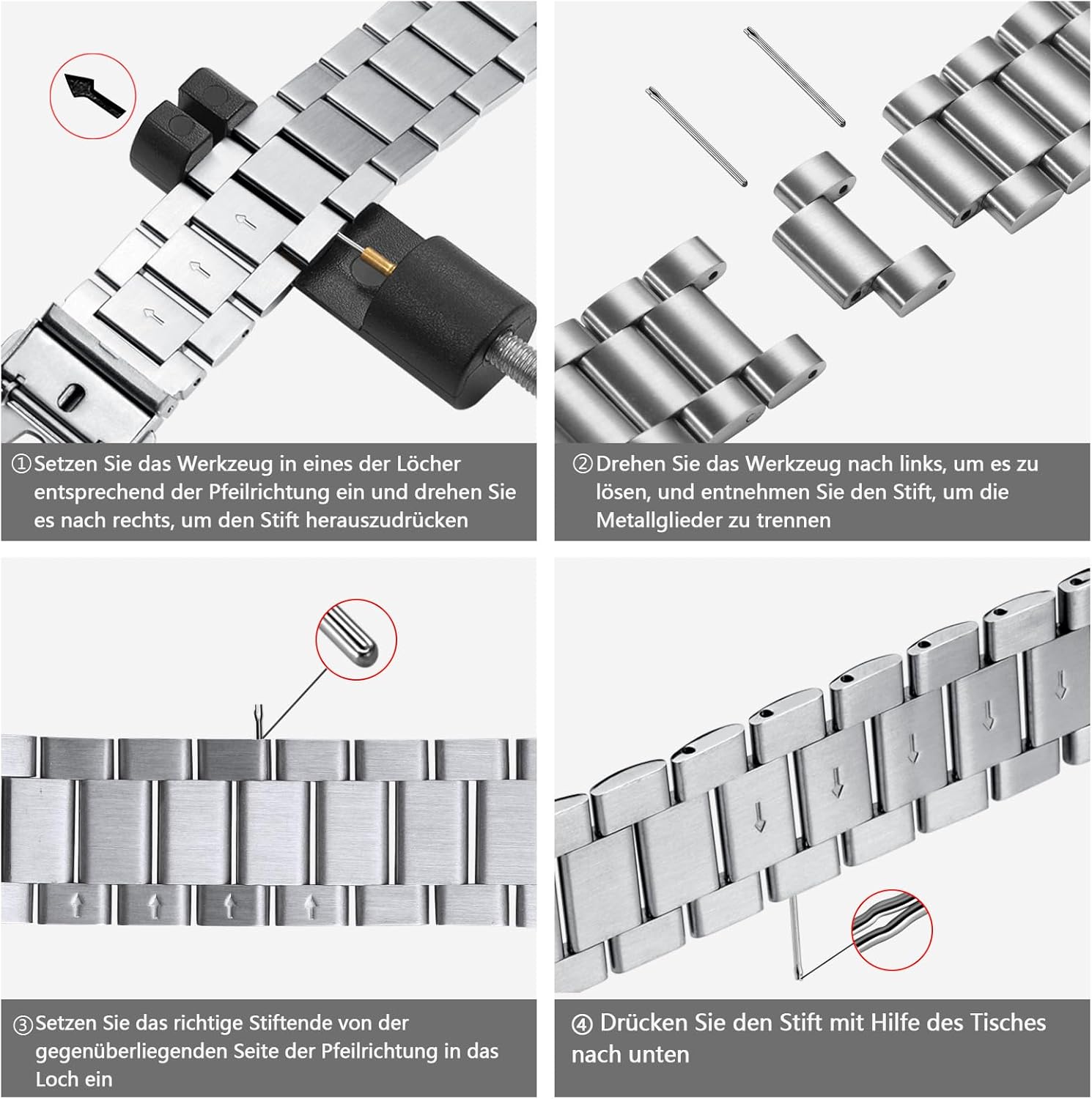 Thumbnail 6 de Netolo Stainless Steel Band for Apple Watch Ultra 49mm (24mm), Compatible with Ultra 2/iWatch Ultra