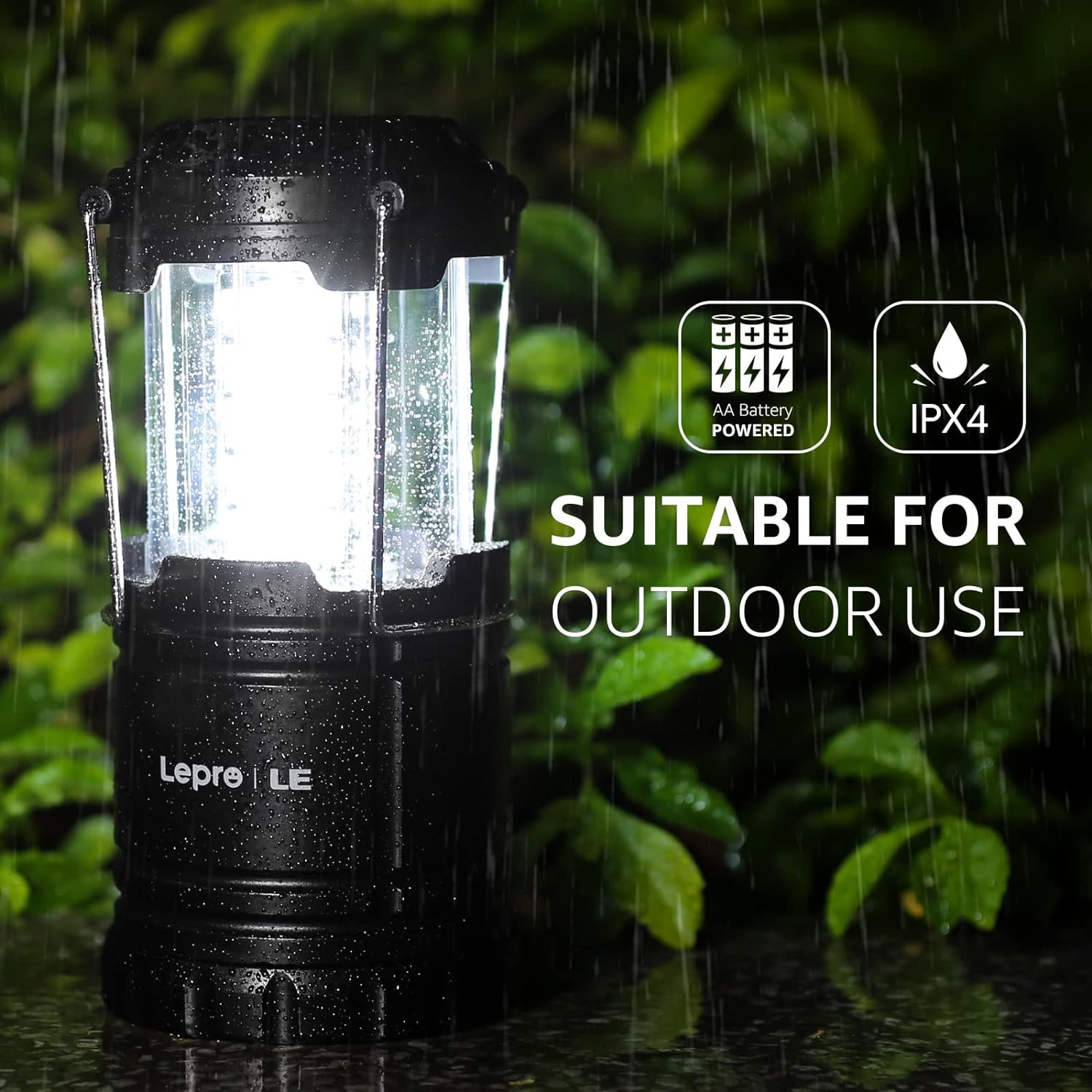 Detalle de Lepro Lampe de Camping LED Portable — Lanterne étanche à piles, lot de 2