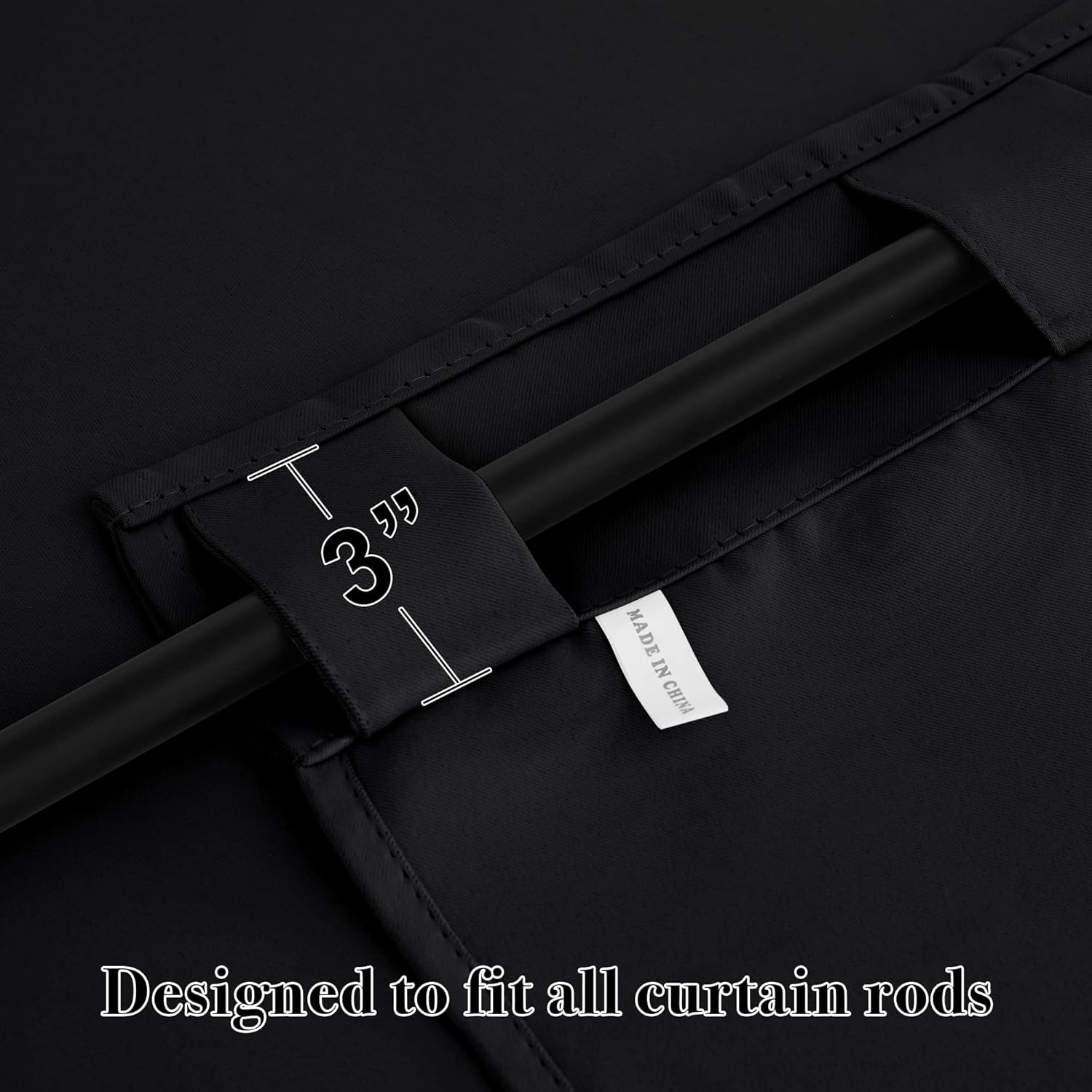 Detalle de RYB HOME Short Bedroom Blackout Curtains (2 Panels) — 42-inch Wide x 45-inch Long, Black
