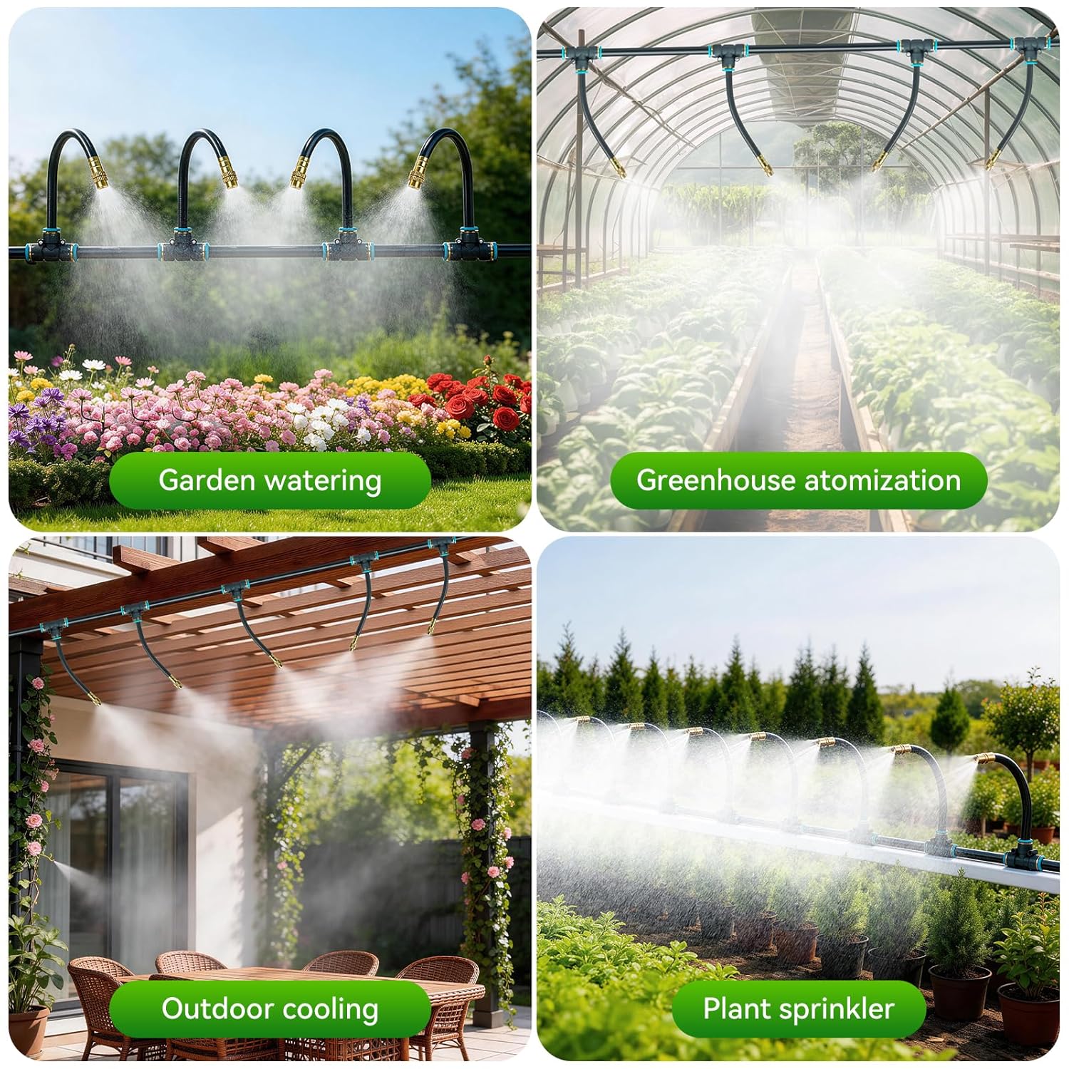Thumbnail 3 de 360° Adjustable Automatic Drip Irrigation Kit, 200FT Quick-Connect System with 32 Misting Nozzles & 1/4" Tubing