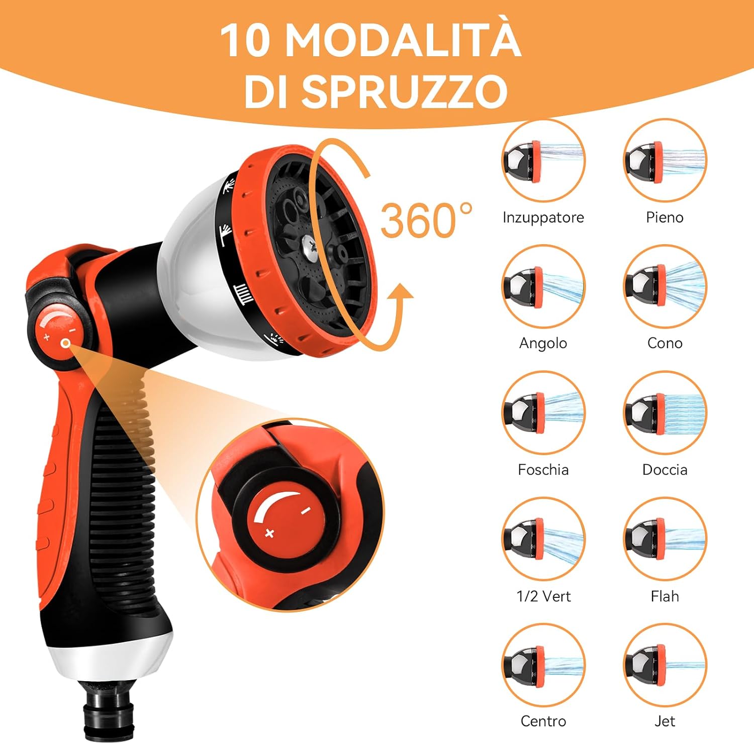 Detalle de Yofidra Tubo Acqua Giardino Estensibile 30 m – 3/4"-1/2", 10 getti, Tessuto 3450D, 3 strati di lattice