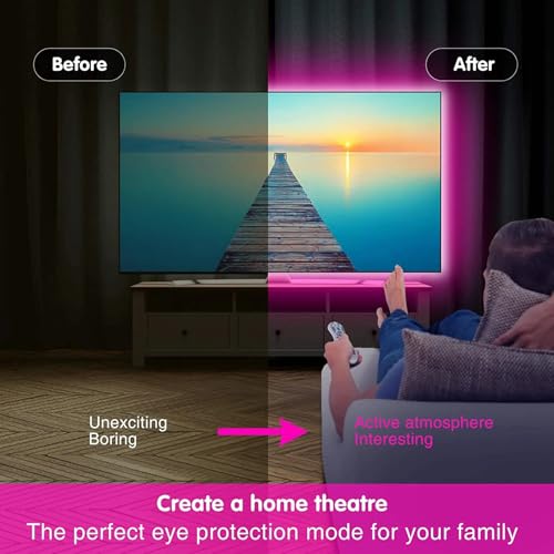 Detalle de Liwqolx Tira LED TV RGB 5 m con 30 LED por metro, app Bluetooth y mando para TV de 65-75 pulgadas
