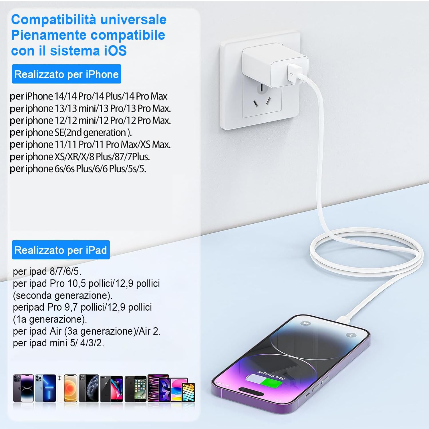 Thumbnail 6 de Cavo Lightning Apple originale certificato MFi 2 pezzi 1 m
