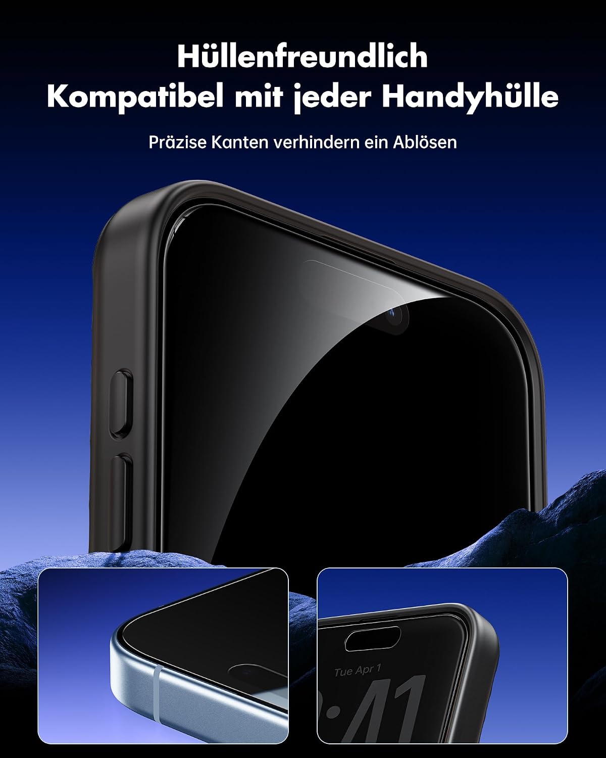 Thumbnail 6 de UNBREAKcable Panzer Sichtschutz Glas für iPhone 17 (6,3 Zoll) – Privacy Screen mit Anti Spy, 2er Set