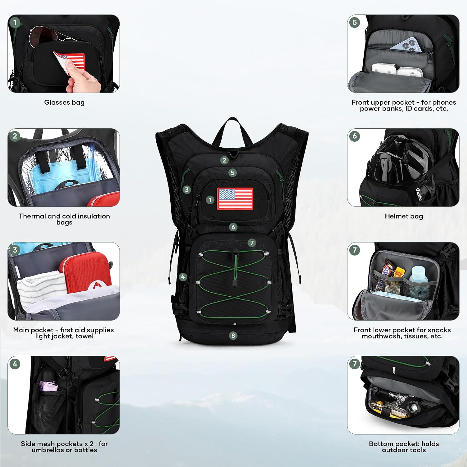 Thumbnail 1 de Maelstrom Lightweight Hydration Hiking Backpack with 2L/3L Water Bladder