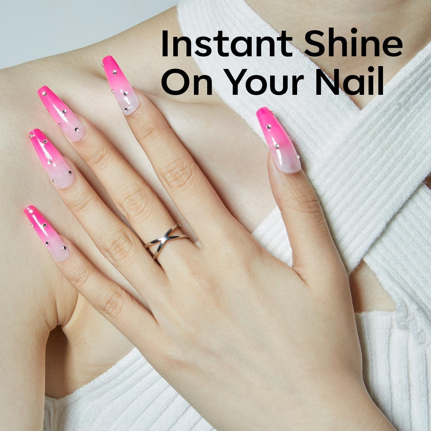 Detalle de modelones Hot Pink Gel Nail Polish, 15 mL UV/LED Soak-Off
