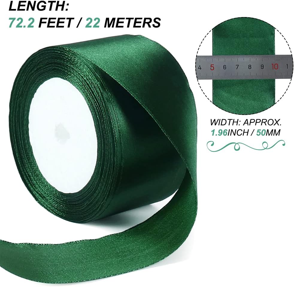 Detalle 2 de Tenn Well Geschenkband Grün 50 mm × 22 m Satinband – vielseitiges Dekor- und Verpackungsband