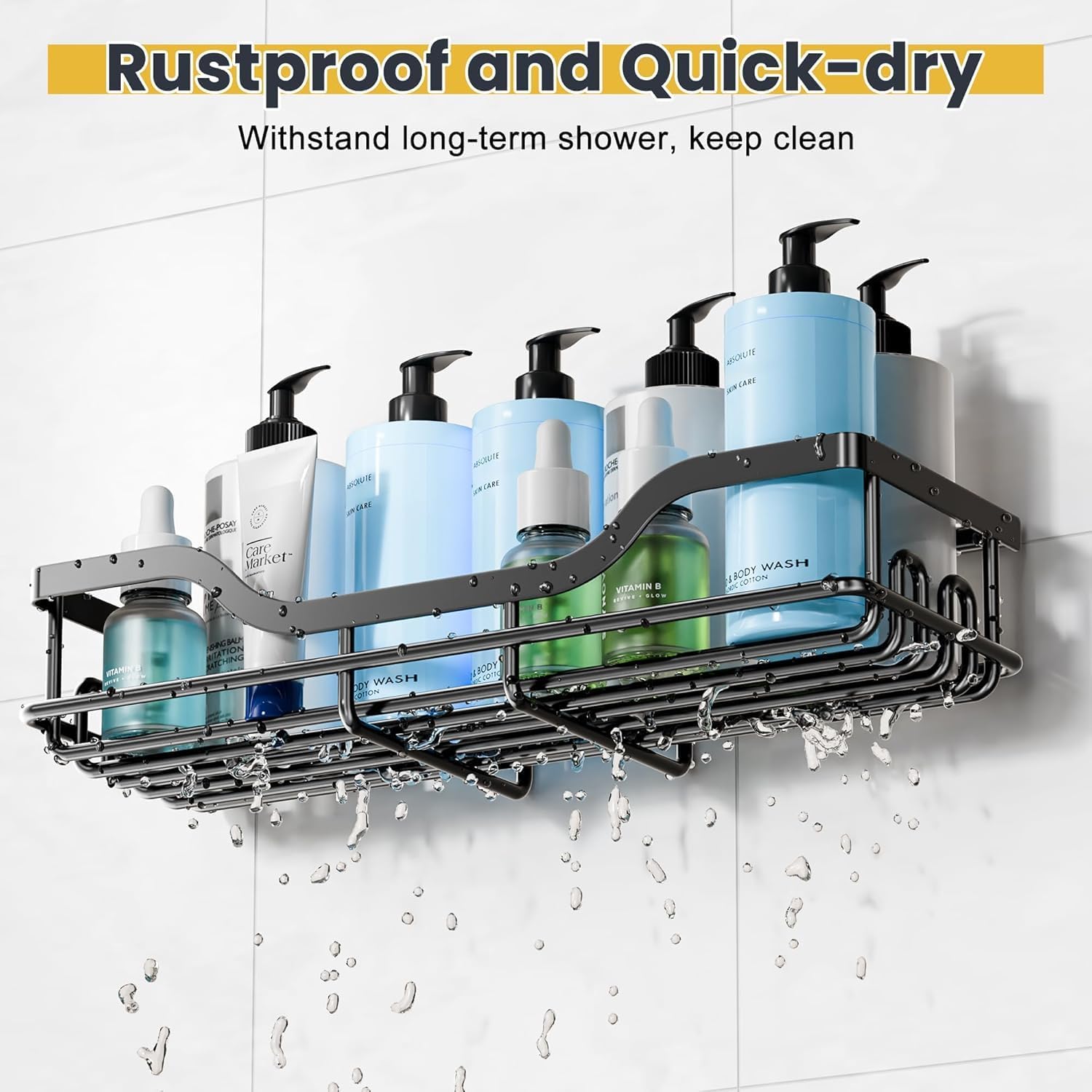 Thumbnail 4 de OMAIRA 3-Pack Shower Caddy — Large Adhesive Bathroom Organizer
