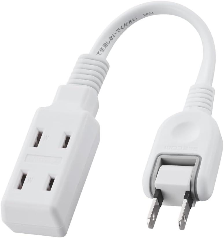 Detalle de エレコム ECT-3401WH 電源タップ 3個口・約10cmコード・スイングプラグ