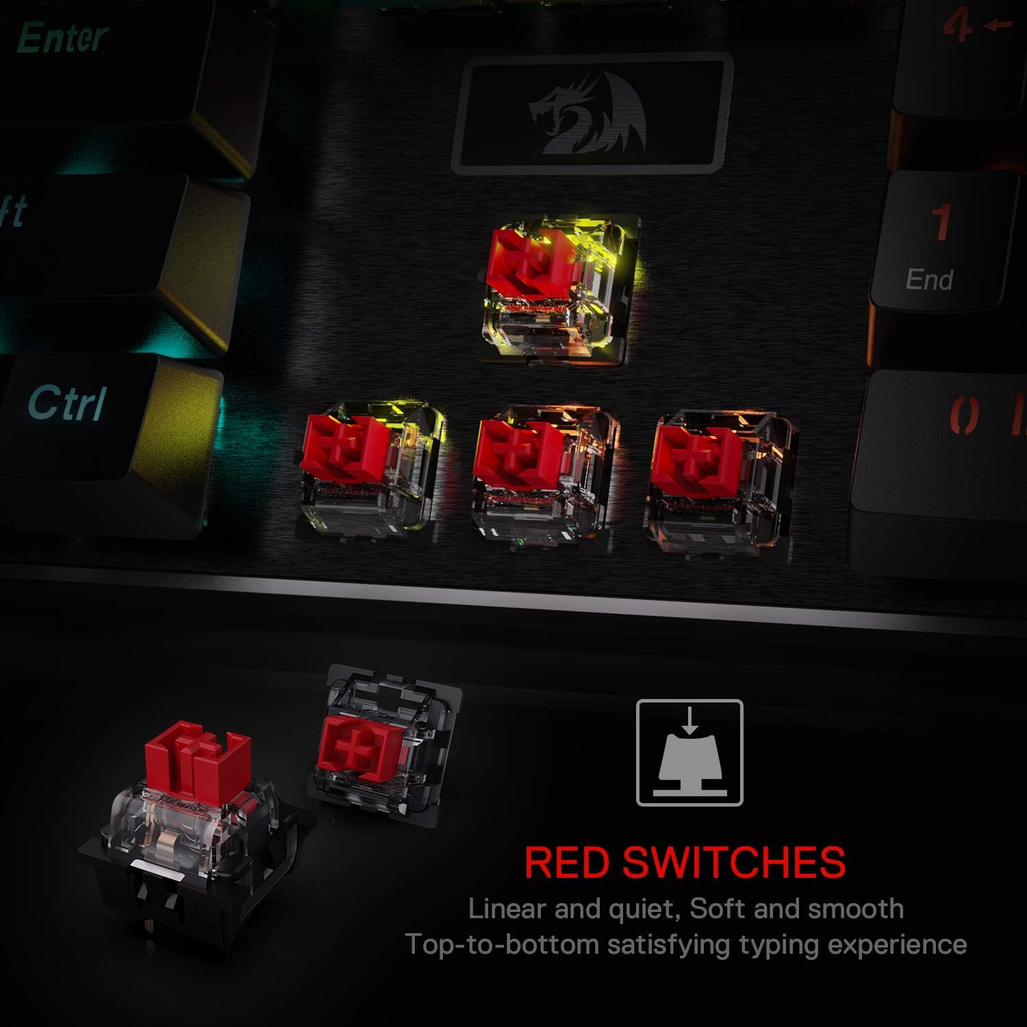 Thumbnail 5 de Redragon K556 RGB LED Backlit Wired Mechanical Gaming Keyboard (Aluminium base, 104 keys, Red switches)