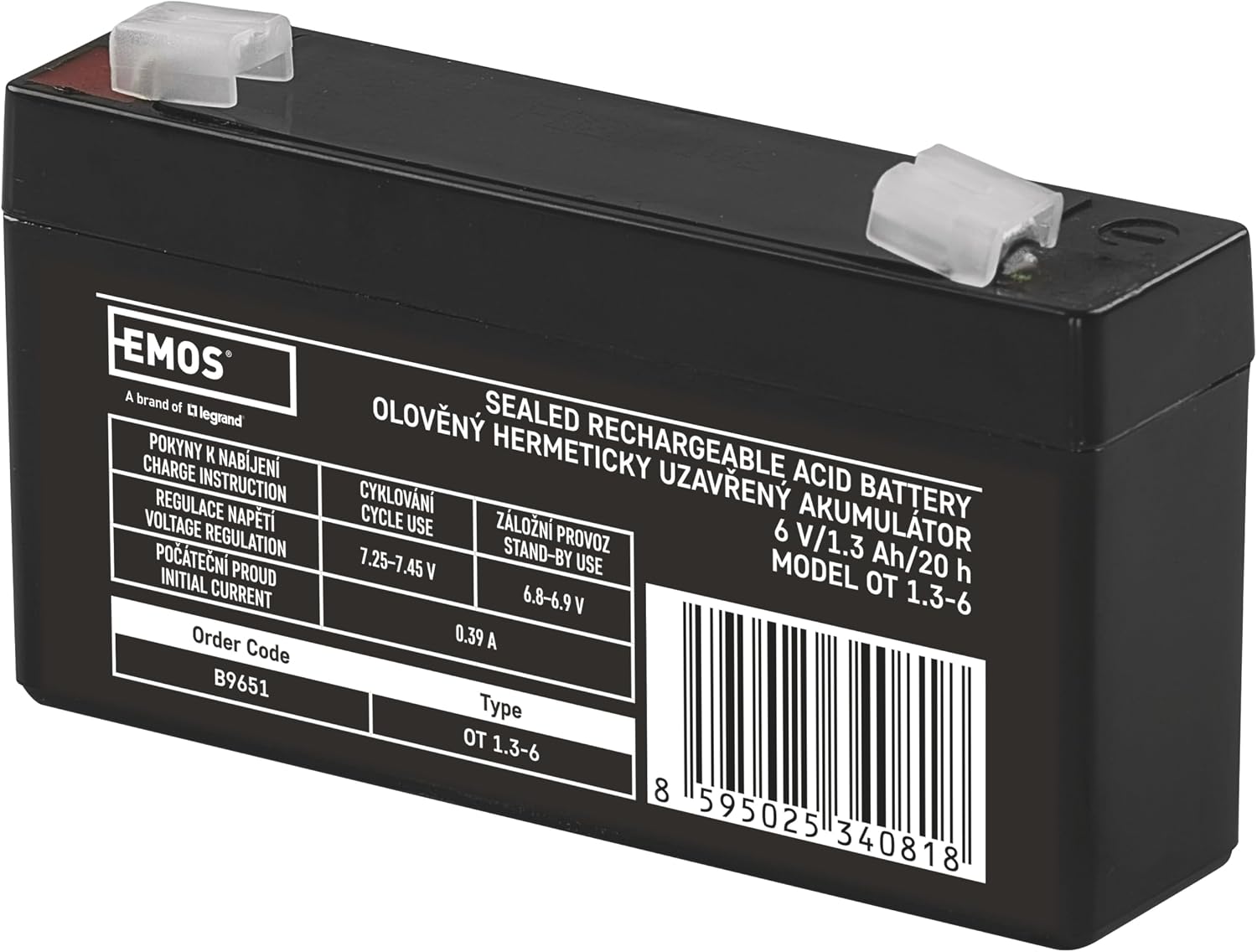Detalle de Accumulateur sans entretien Les emos plomb 6 V – 1,3 Ah (1 pièce) b9651