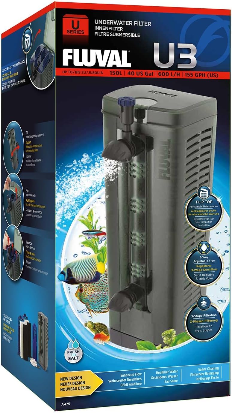 Filtre intérieur Fluval U3 (débit max 600 L/h) pour aquarium