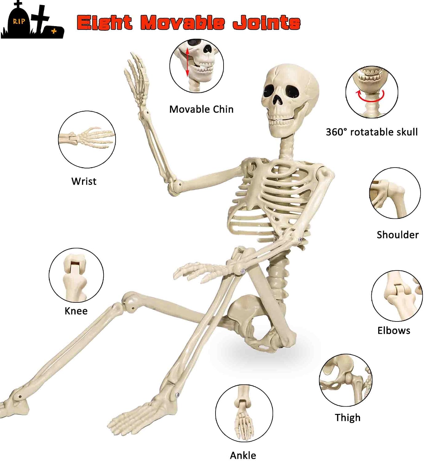 Thumbnail 4 de Znorso 24” Skeleton 4-Pack, Posable Halloween Decorations with Movable Joints