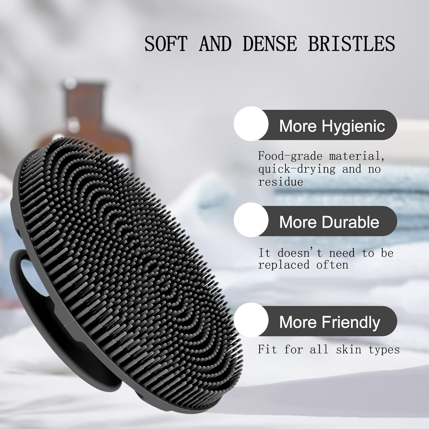 Thumbnail 5 de INNERNEED Food-Grade Soft Silicone Body Scrubber Shower Brush (Black) – Handheld cleansing skin brush