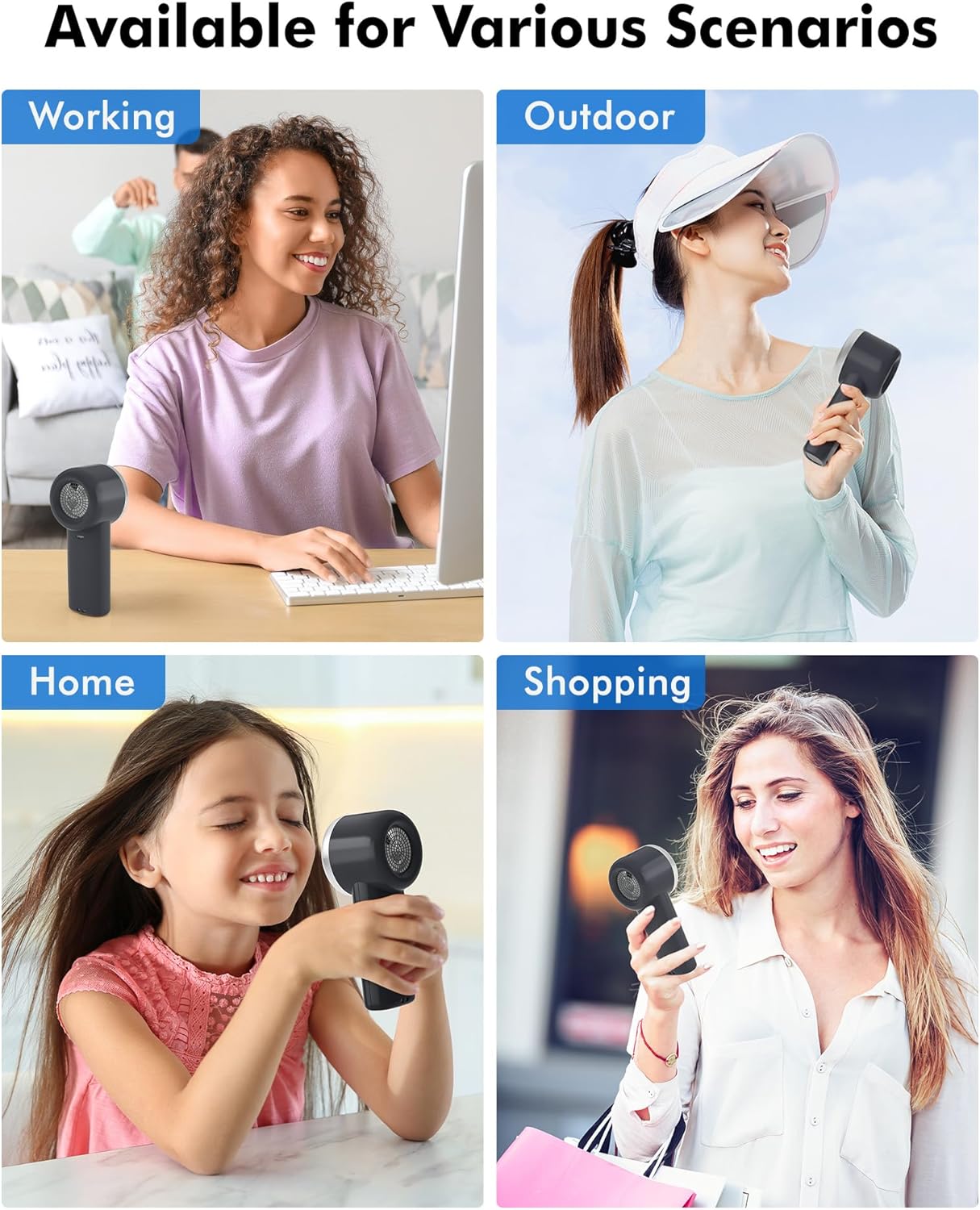 Thumbnail 5 de WHATOOK Handheld Fan, 8.5m/s high speed