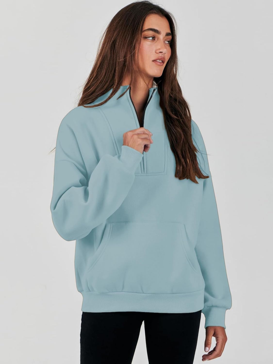 Thumbnail 4 de Jhsnjnr Women's Quarter Zip Fleece Lined Pullover: Oversized Comfort with Practical Warmth