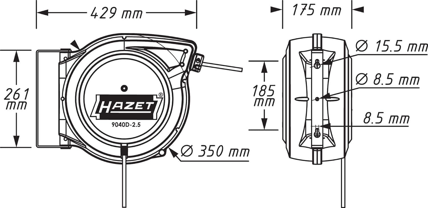 Thumbnail 1 de Hazet Enrouleur de câble 9040D-2,5 I – 20 m, arrêt à tout point, usage intérieur