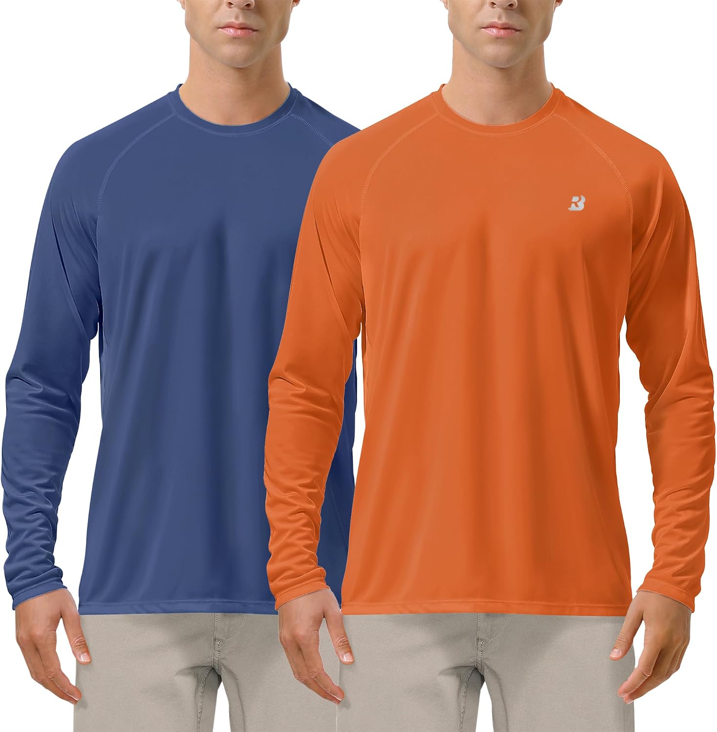 Detalle de Roadbox Men’s UV Protection SPF 50+ Long-Sleeve Rash Guard Shirt (UPF 50+)