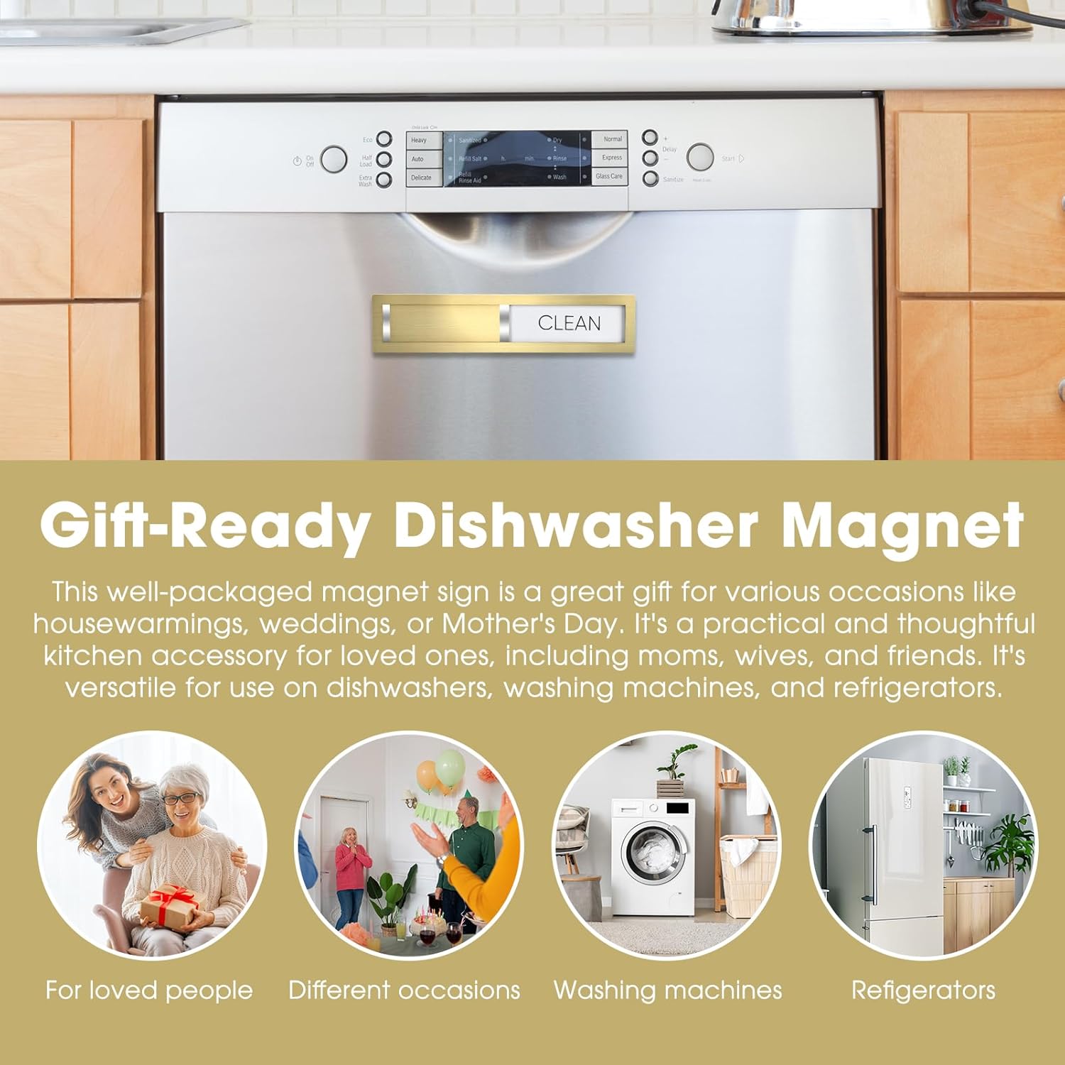Thumbnail 5 de Dishwasher Magnet Clean Dirty Sign ⚙