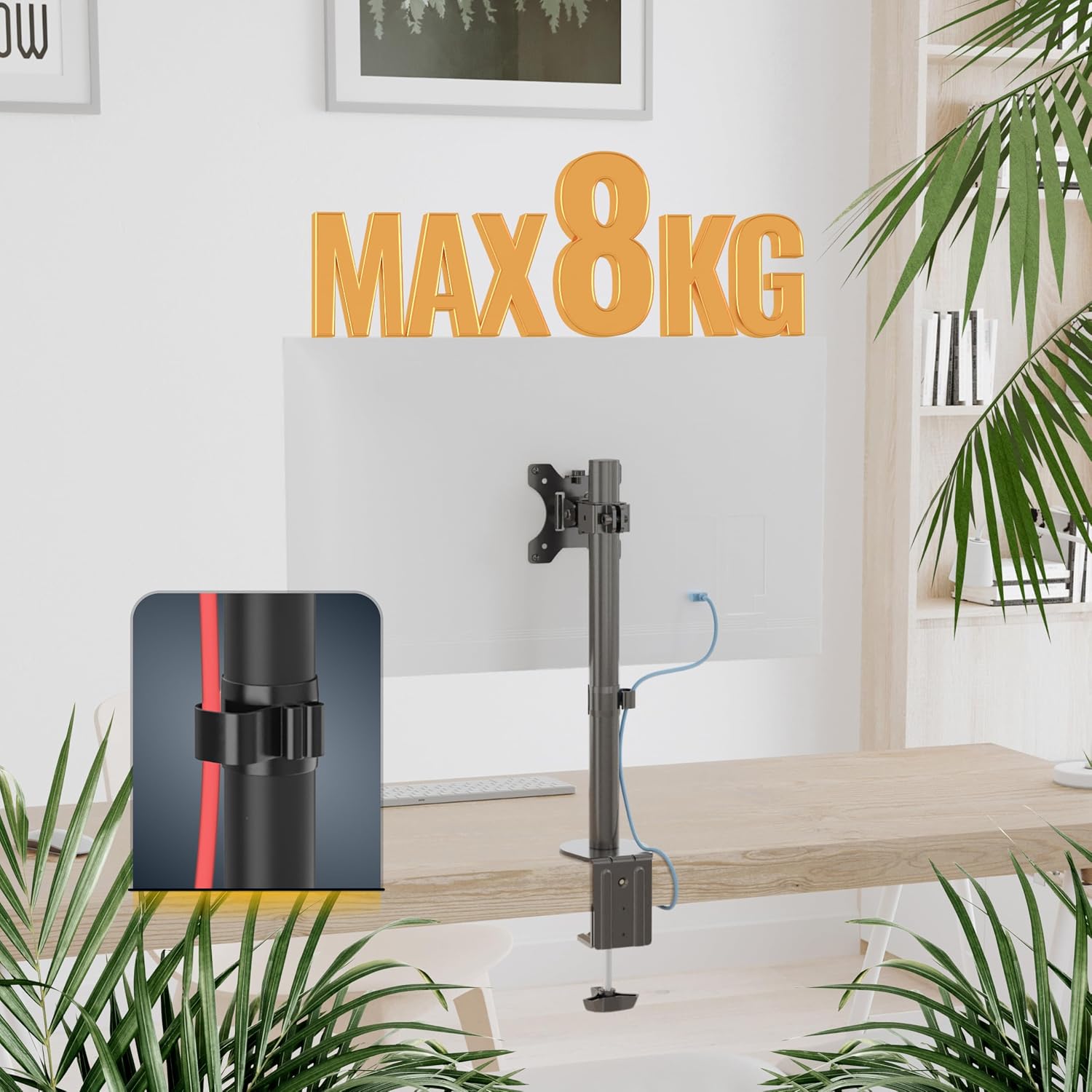 Detalle 1 de RICOO TS2511 – uchwyt biurkowy do monitora 13–30 cali, VESA i regulacja