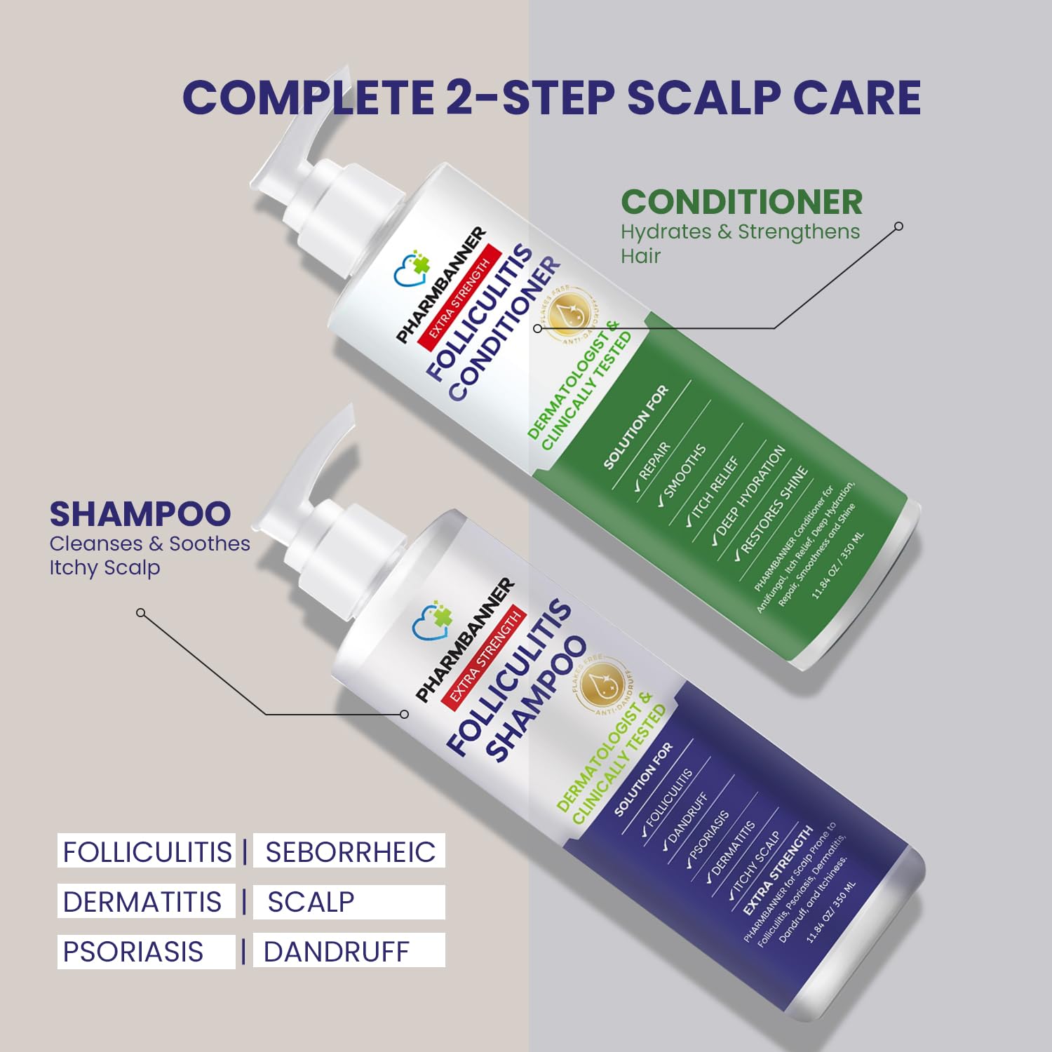 Thumbnail 1 de PHARMBANNER Anti-Fungal Shampoo and Conditioner Set with Tea Tree & Argan Oil for Scalp Relief