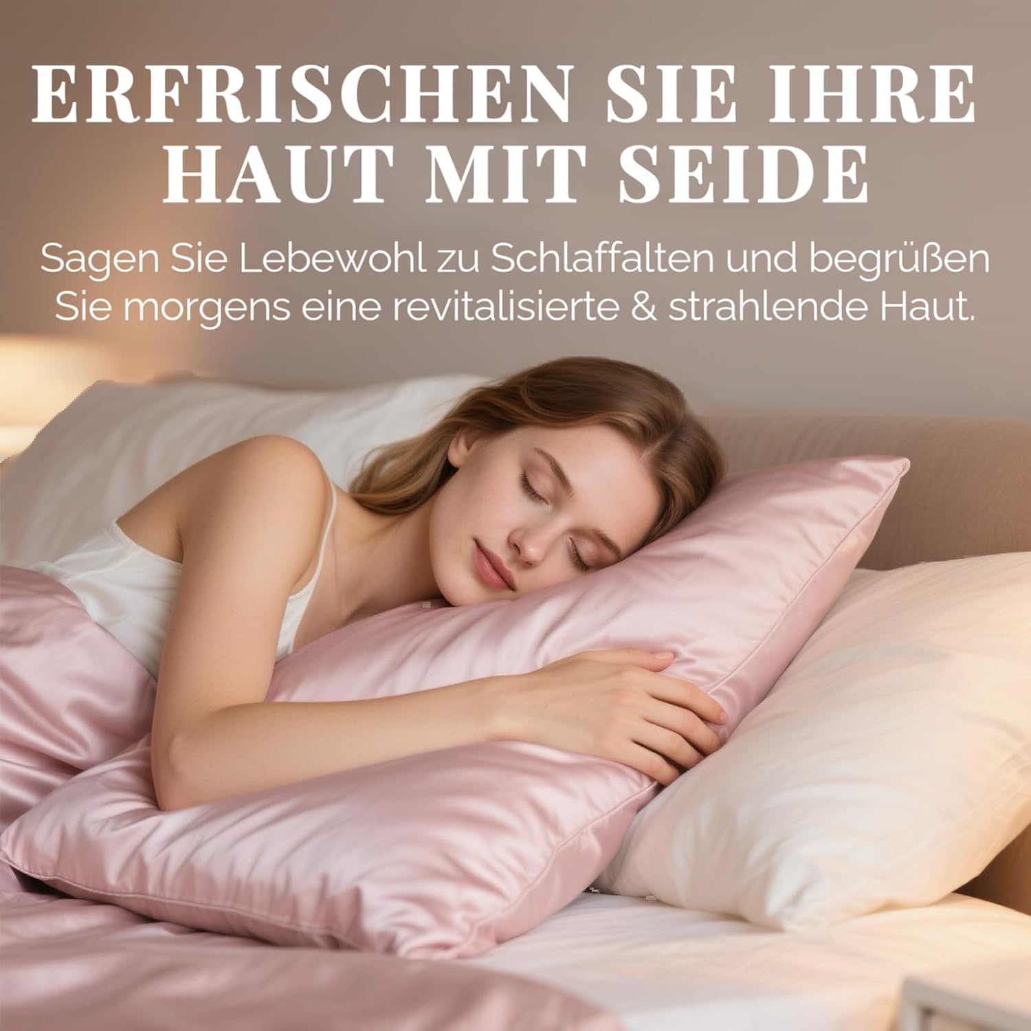 Detalle 2 de Ravmix Seidenkissenbezug 40x80 (Maulbeerseide), 1 Stück, Rosa – mit verstecktem Reißverschluss