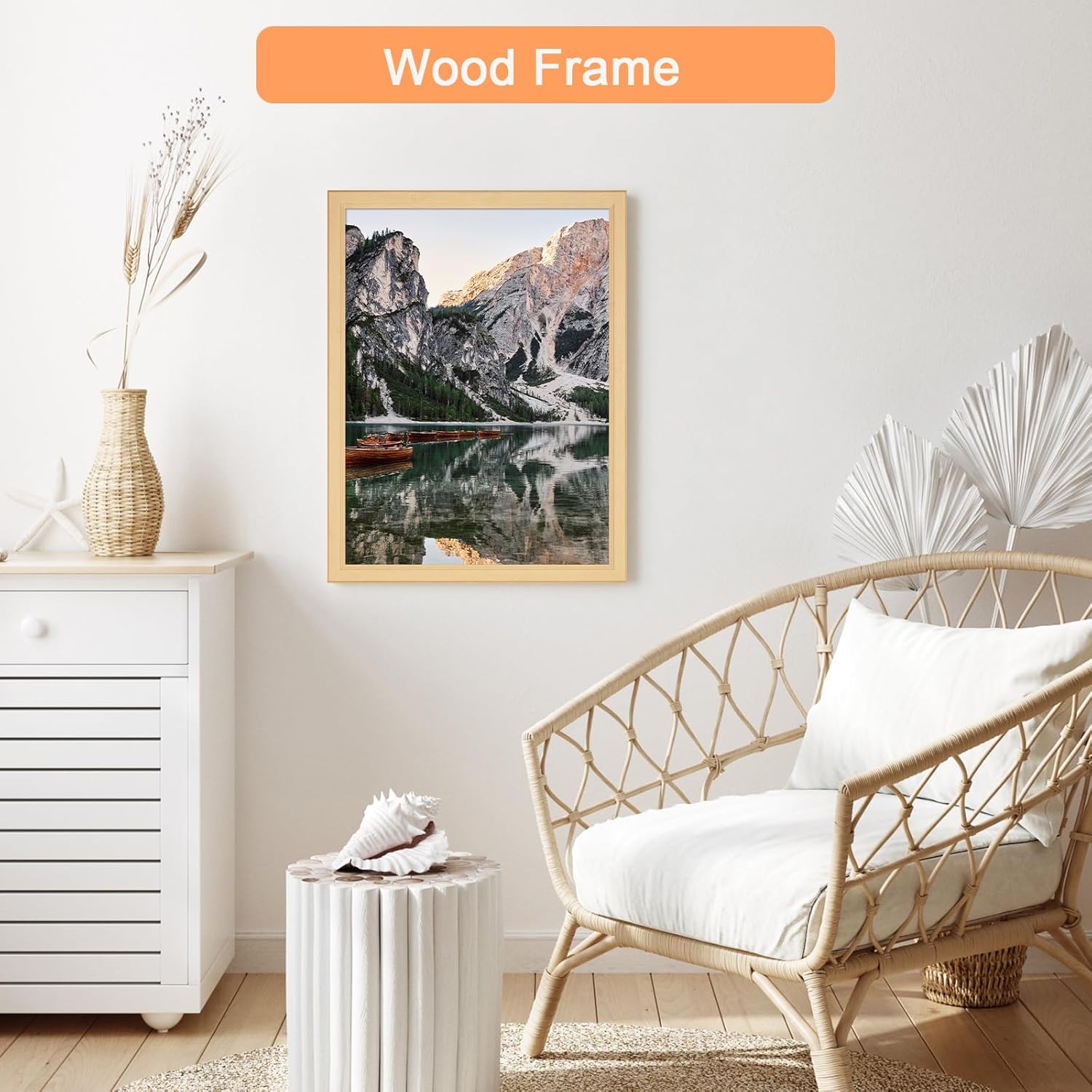 Thumbnail 1 de 22x30 Wood Frame — Rustic Natural Wooden Picture Frame (22x30 or 30x22) with HD Plexiglass