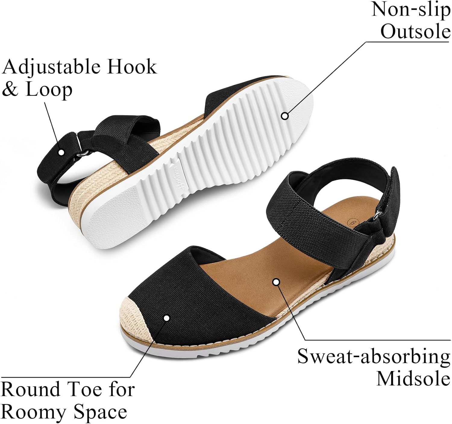 Thumbnail 2 de mysoft Women's Low Wedge Sandals with Comfortable Closed Toe, Elastic Ankle Strap, and Slip-On Ease