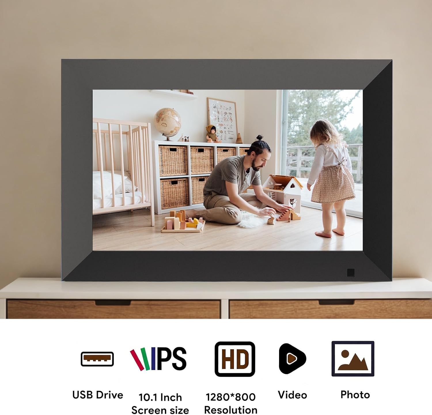 Detalle de Digital Photo Frame 10.1 Inch – Non‑WiFi, 1280x800 IPS Display with Remote