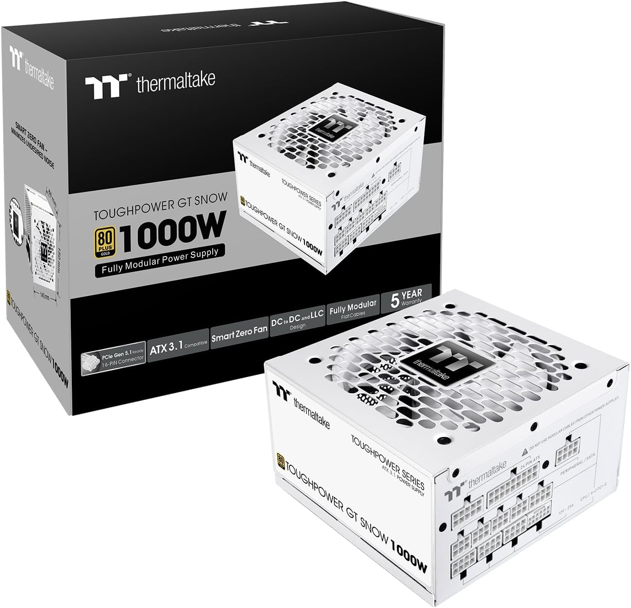 Detalle 2 de Thermaltake Toughpower GT 850W: alimentazione ATX 3.1 PCIe 5.1, modulare e silenziosa (Snow)