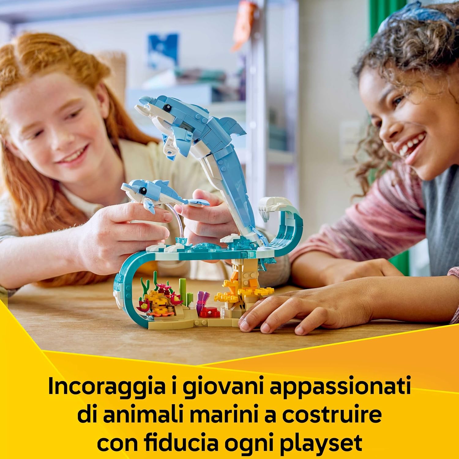 Detalle de LEGO Creator 3 in 1 Animali Marini: Delfini Meravigliosi (31385) – 3 modelli in 1