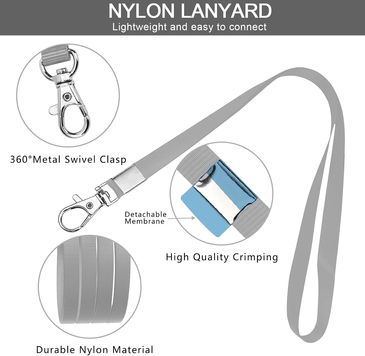 Detalle 2 de XHDA Grey 50PCS lanyards with 50 card holders