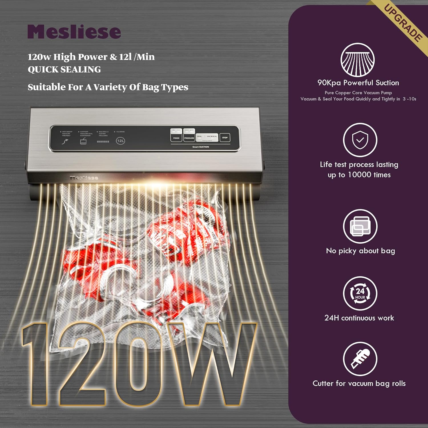 Thumbnail 2 de Mesliese Vacuum Sealer 90 kPa 6 in 1