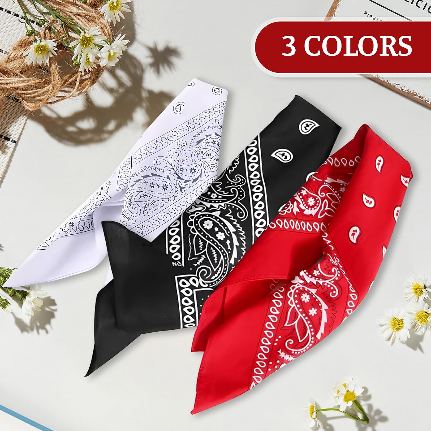Detalle de YAWYO 3 Pcs Bandana – Paisley Print Multi-Purpose Hair Scarves for All Genders