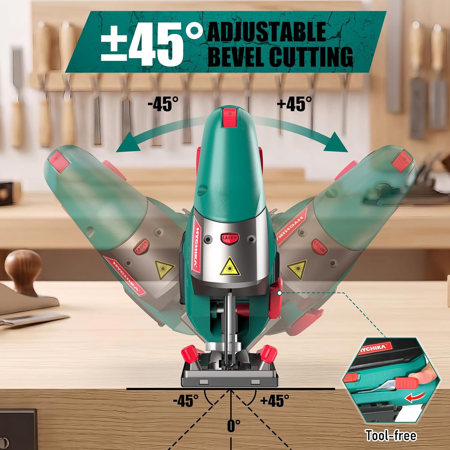 Thumbnail 3 de HYCHIKA 800W Jigsaw with Laser Guide – Practical corded option for DIY wood, metal and plastic projects