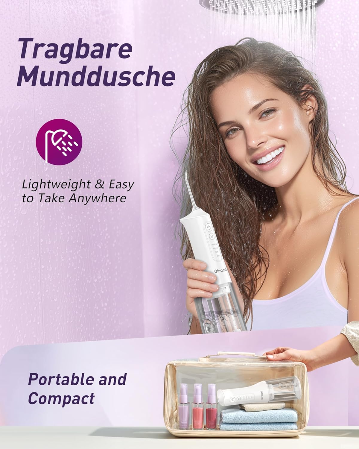 Thumbnail 6 de Water Flossers for Teeth Cordless: Glracd 4-Mode Oral Irrigator with 8 Jet Tips and 300 ml Tank