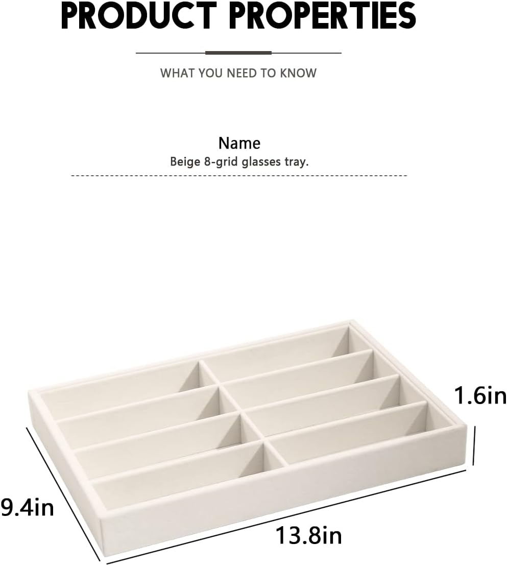 Detalle 2 de Coward Sunglass Organizer Beige Velvet, 8-Grid 🕶