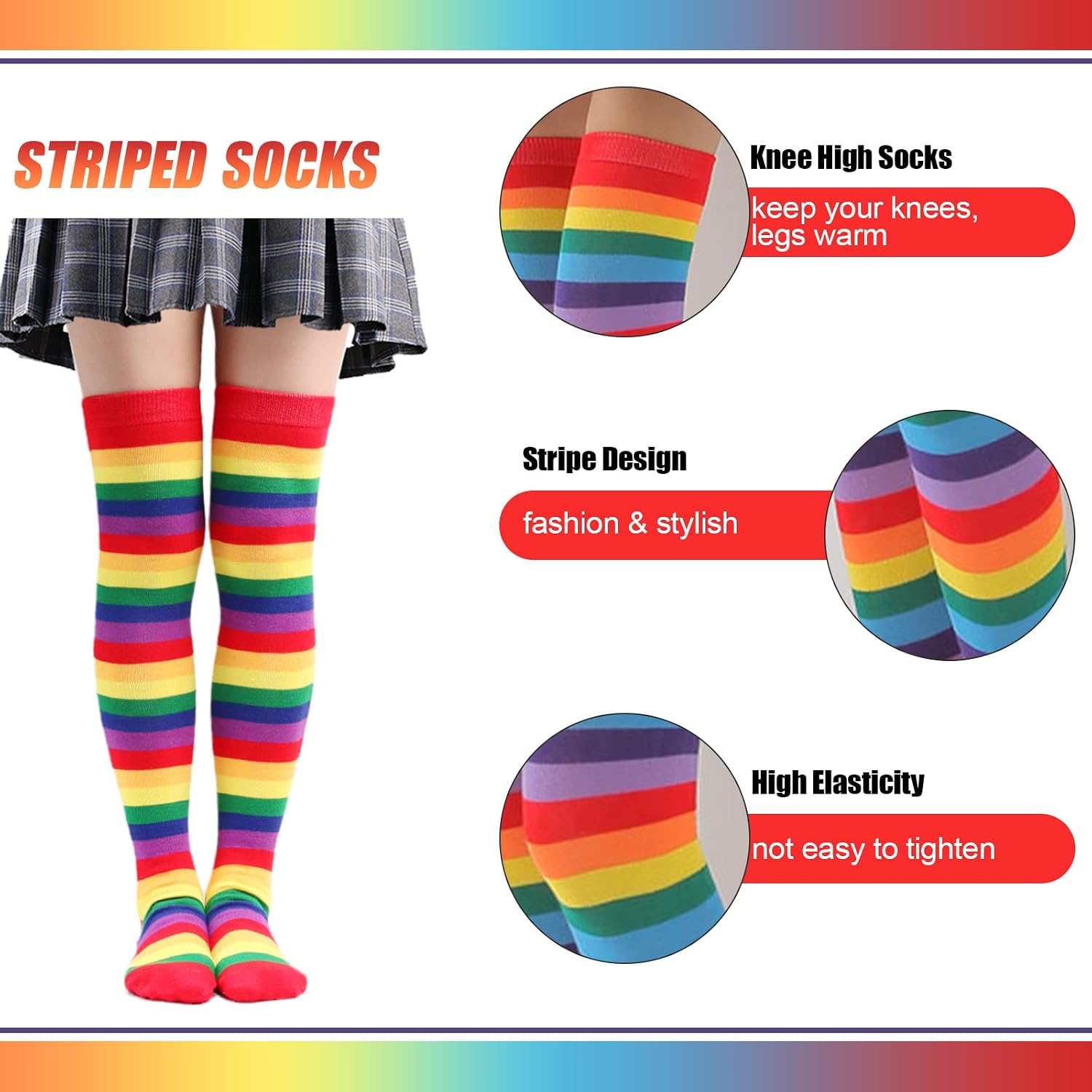 Detalle 2 de Barrlves Striped Knee-High Socks Set, Polyester and Acrylic