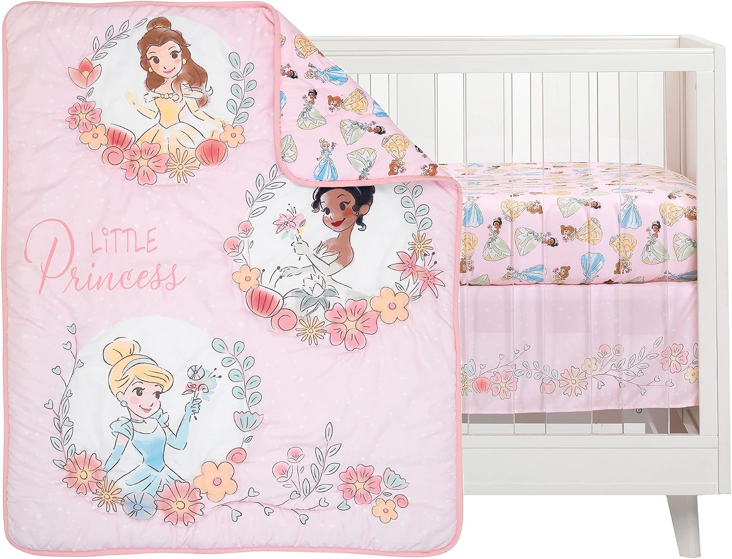 Detalle 2 de Lambs & Ivy 893003V ディズニープリンセス ベビーベッド寝具3点セット ピンク