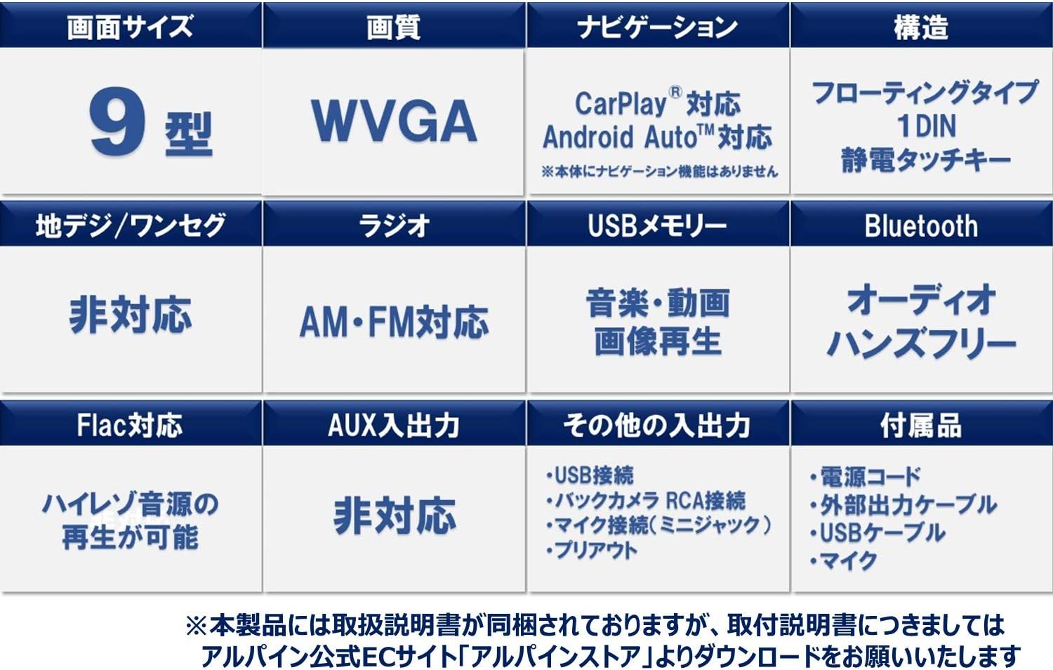 Detalle 2 de アルパイン DAF9 9型フローティングディスプレイオーディオ 1DIN・Apple CarPlay/Android Auto対応