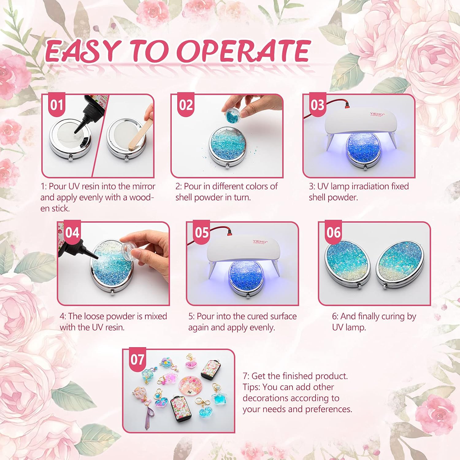 Thumbnail 4 de Résine UV cristal époxy YIEHO 300 g pour bijoux artisanaux, transparente et durcissable