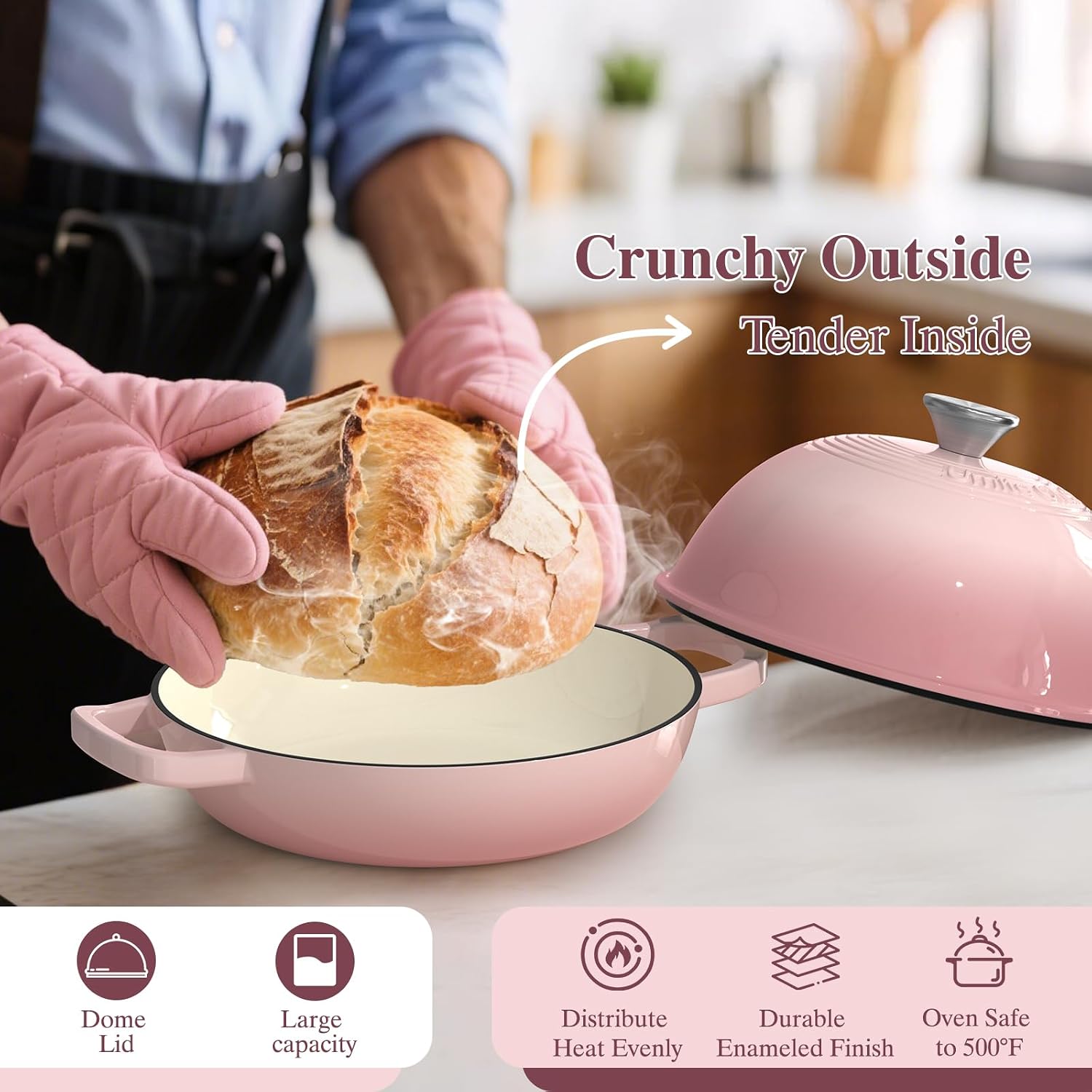 Thumbnail 5 de Umite Chef 6-Qt Cast Iron Dutch Oven Bread Pot