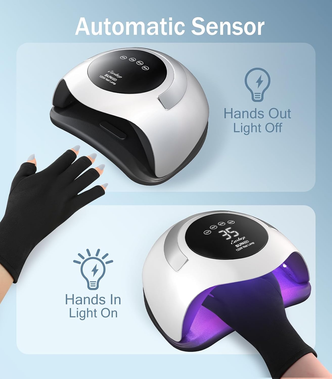 Detalle de Easkep 120W UV LED Nail Lamp with 36 LEDs, Touch LCD and 4 Timers